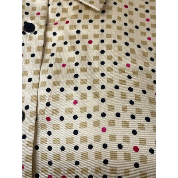 0649A- Philosophy Women’s Button Down Shirt Point Collar S Gold Black Red Dots - Picture 9 of 12